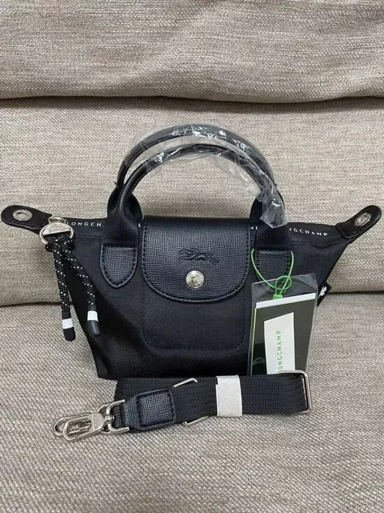 NWT Longchamp Le Pliage Energy Black Handbag XS Canvas 2Way Crossbody Tote Mini - Picture 1 of 9